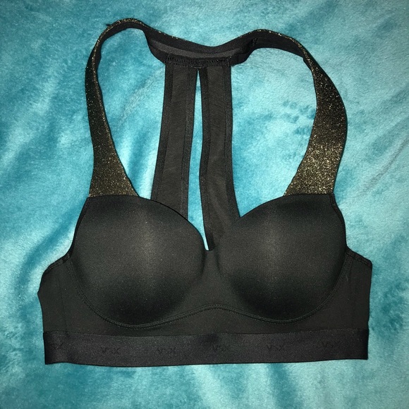 black and gold sports bra